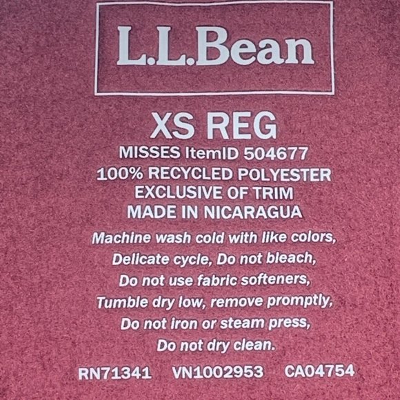 Women's L.L. Bean Mountain Classic Long Sleeve Full Zip Fleece Jacket Red XS Reg - Picture 3 of 8